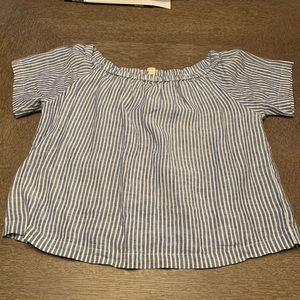 J Crew Striped Top Off Shoulder